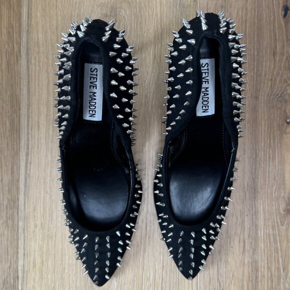 Steve Madden Vala‑S Black Studded Stiletto Heels • Size 7 • NWOT • Punk / Grunge - Picture 1 of 14